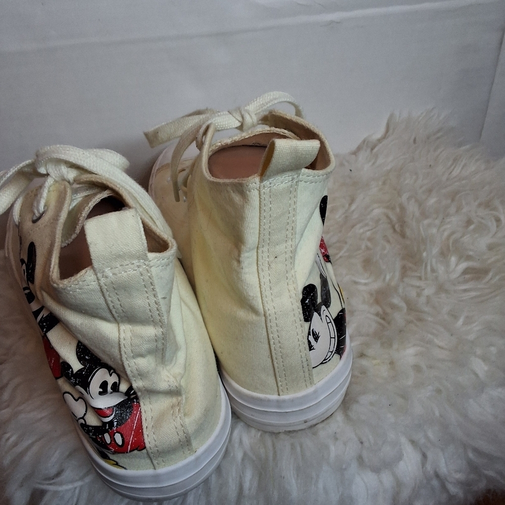 Disney Mickey Mouse Nostalgia High-Top Sneakers - Cream and Red 41/10 - Picture 8 of 12